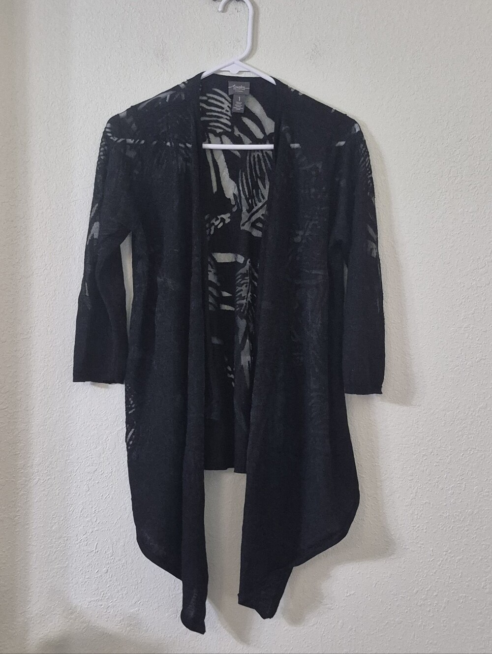 Chico's Black Open-Front Draped Cardigan